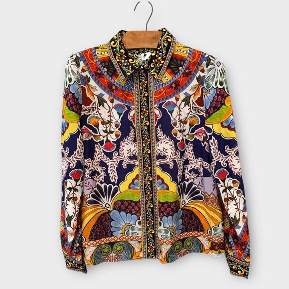 Alice + Olivia Willa Placket Top Size Small - Picture 5 of 15